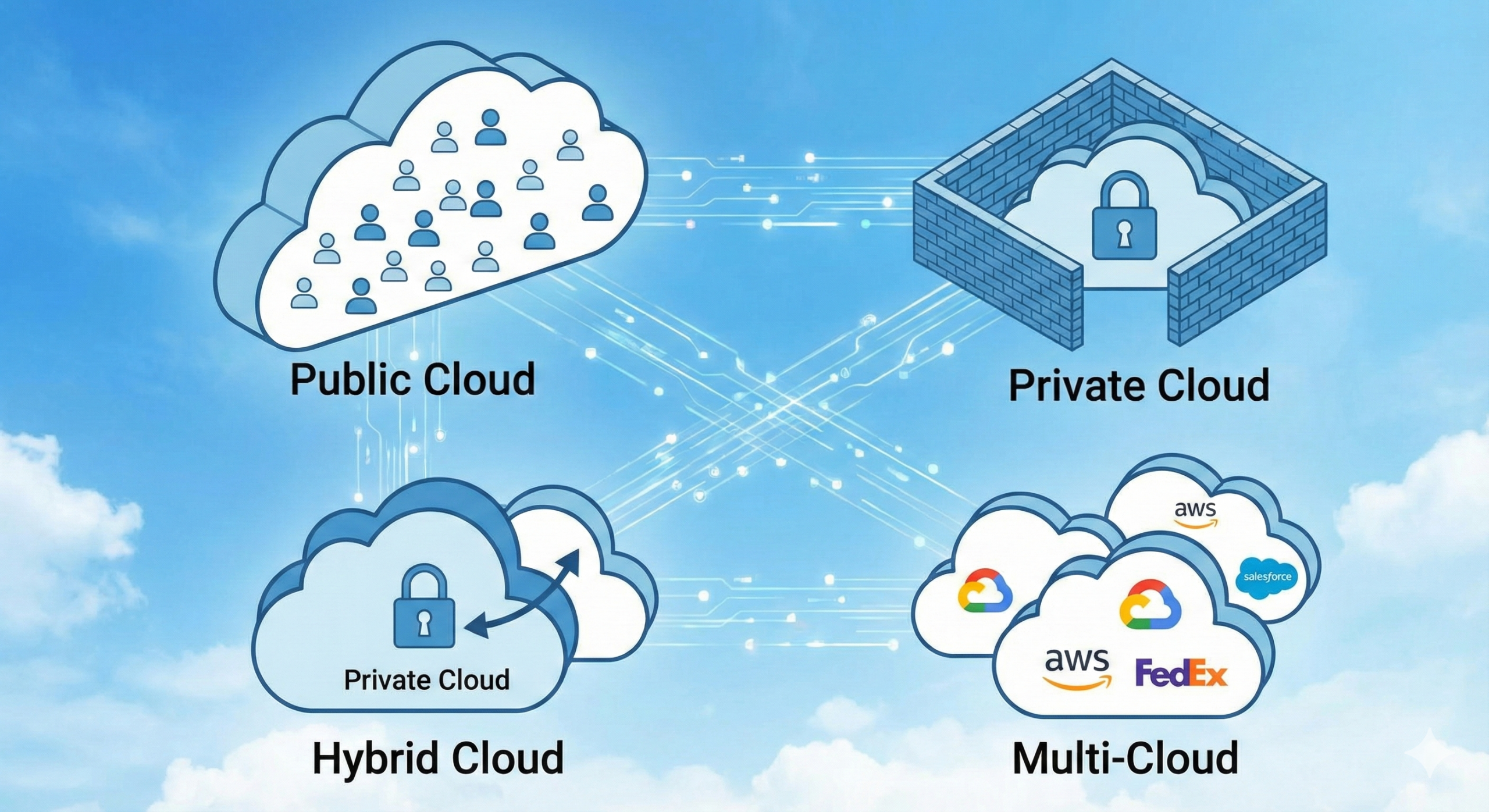 Cloud Migration Deployment Models Illustration